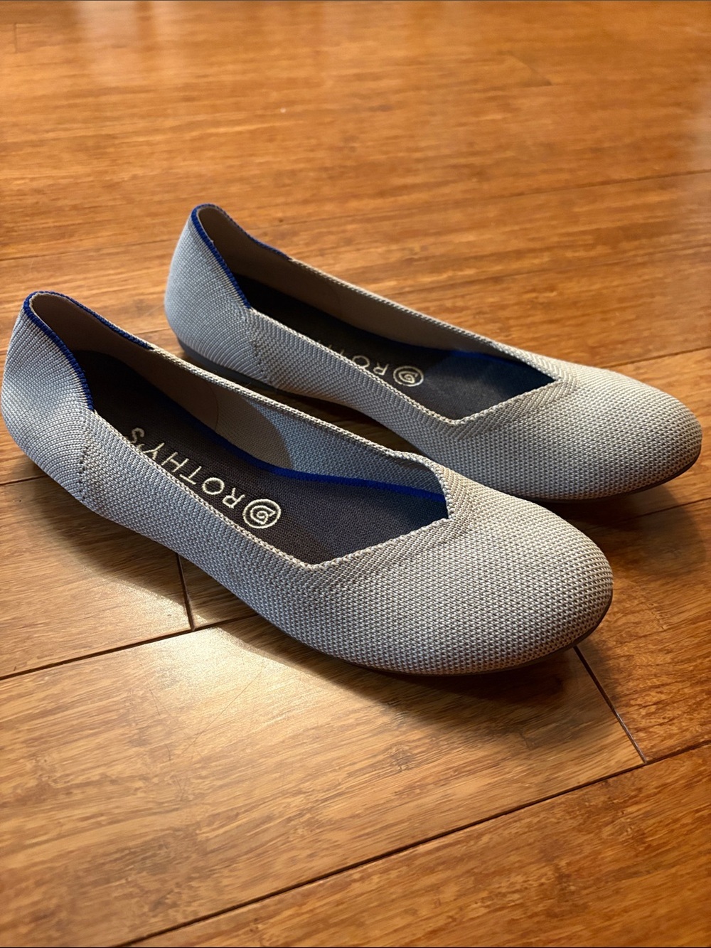 Rothy's Light Gray Knit Slip-On Ballet Flats round toe - size 9